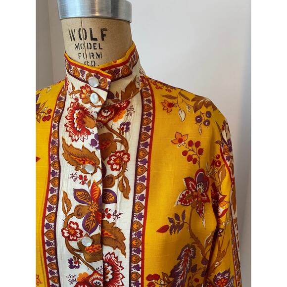 Saks Fifth Ave Vintage Ala Casa by Eddy George Button Down Shirt & Sash size S/M - Picture 7 of 15